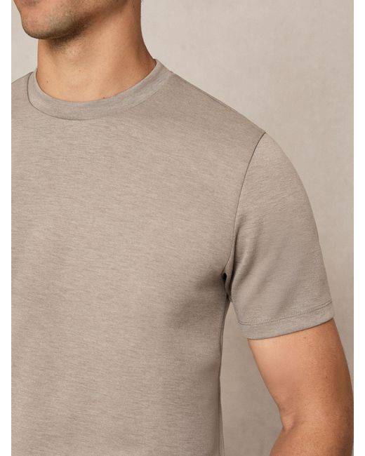 Reiss Gray Interlock Jersey Crew Neck T-Shirt for men