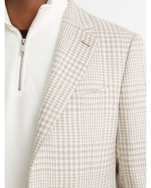 Reiss Natural Bardo - Soft Grey Cotton And Wool Single-breasted Blazer Classic-fit In Check, 44 for men