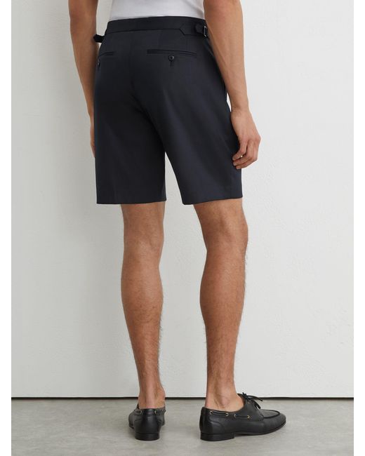 Reiss Blue Short - Navy Cantwell Short Cotton-blend Side-adjuster Shorts, 32 for men
