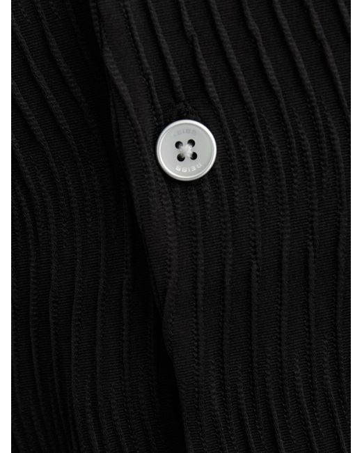 Reiss Black Textured-Wave Cuban-Collar Shirt for men
