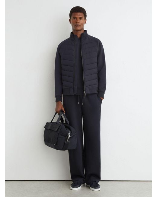 Reiss Blue Hybrid Quilted And Interlock Zip Jacket for men
