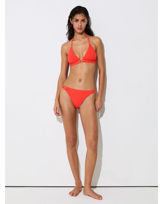 Reiss Red Sandy - Coral Orange Stud-detail Bikini Bottoms, Us 2