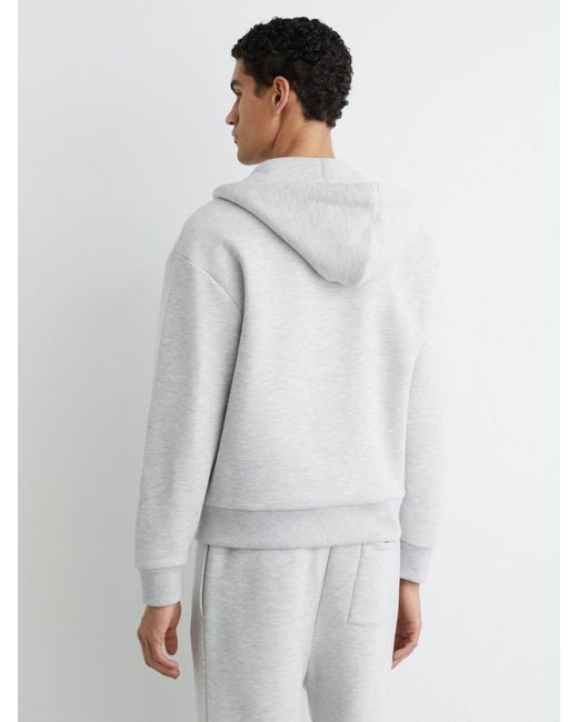 Reiss White Cotton-Blend Heavyweight Zip Hoodie for men