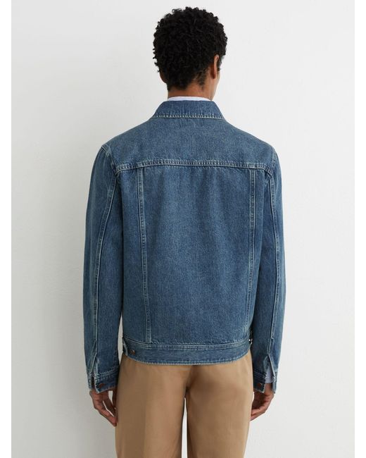 Reiss Place - Indigo Blue Wash Denim Trucker Jacket, L for men