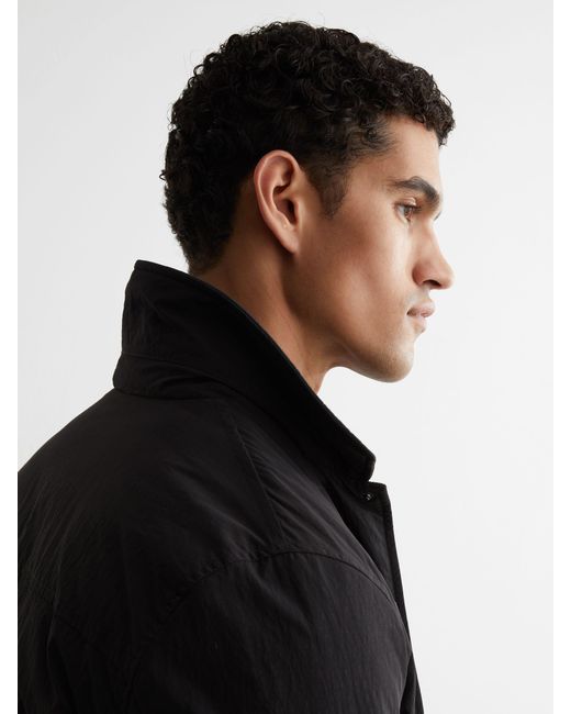 Reiss Black Quilted Press-Stud Overshirt for men