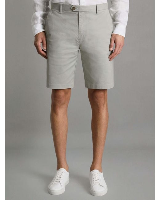 Reiss Gray Modern Fit Cotton Blend Chino Shorts, - Resort & Holiday Wear for men