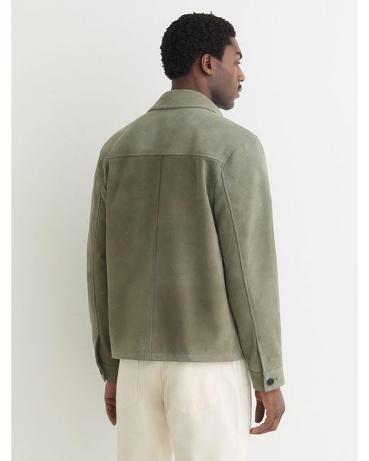 Reiss Daventry - Green Suede Four-pocket Zip-through Jacket, L for men