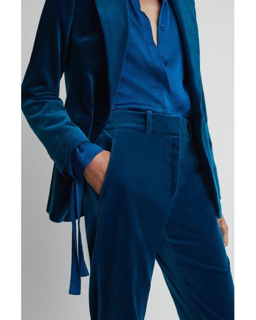 Reiss Blue Ivy Suit Trousers Cotton Semi Sheer