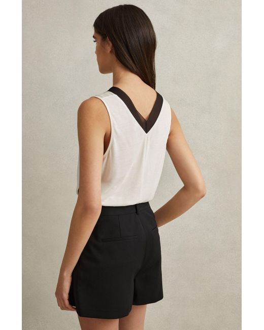 Reiss Natural Pippa - Ivory/black Silk Front Colourblock Vest