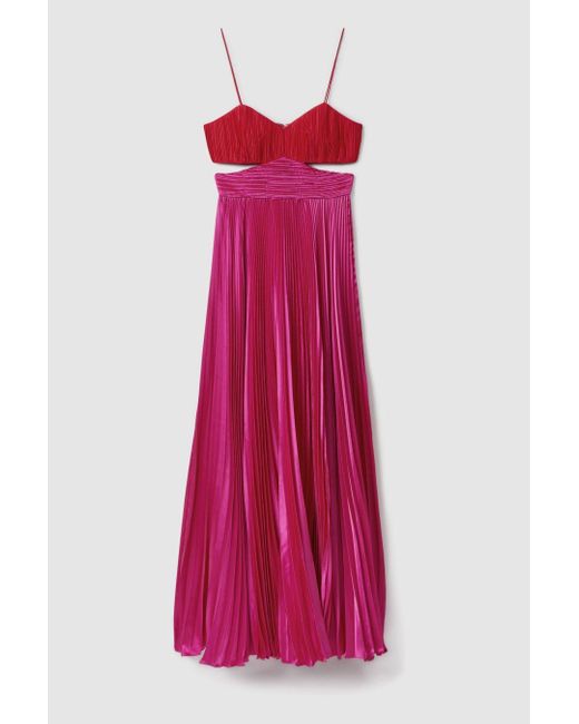 AMUR Pink Pleated Cut-out Maxi Dress