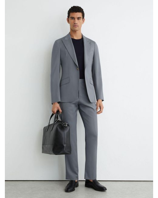Reiss Gray Classic Fit Virgin Wool Classic-Fit Suit Trousers for men