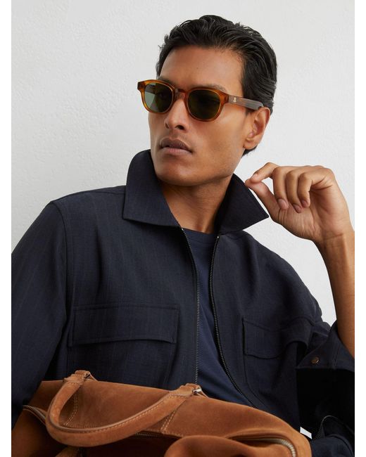 Messyweekend Blue Round-Frame Sunes for men