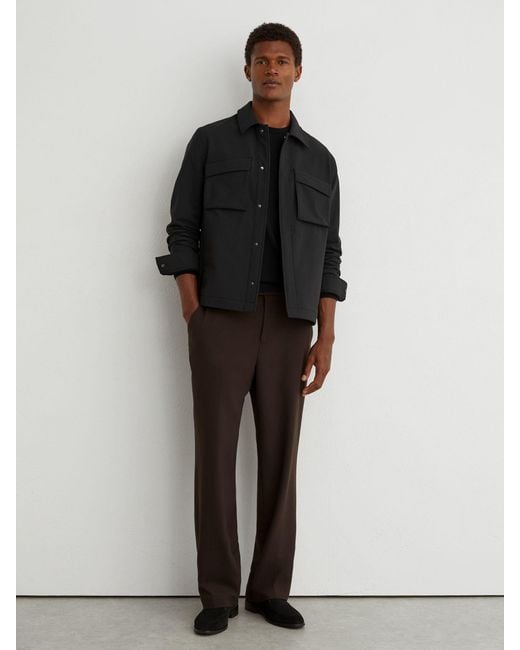 Reiss Divide - Black Technical Twin-pocket Overshirt, Xl for men
