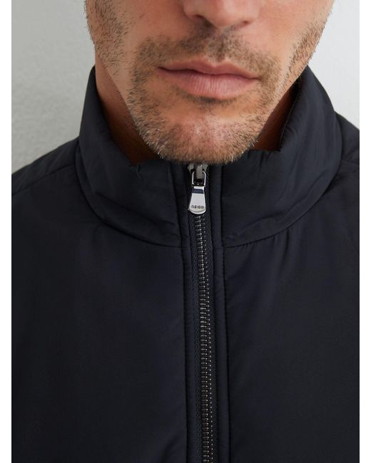 Reiss Blue Technical Padded Zip-Through Gilet for men