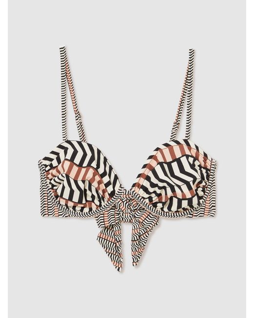 Reiss Black Chevron Stripe Underwired Bikini Top