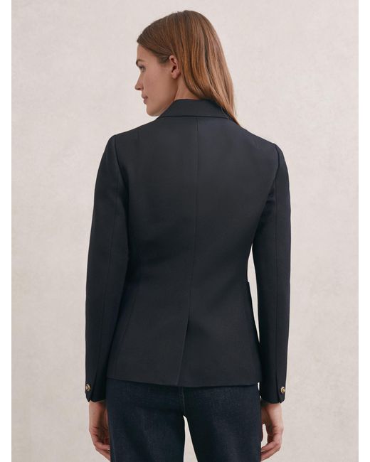 Reiss Blue Gigi - Navy Petite Wool-blend Double-breasted Blazer, Us 10