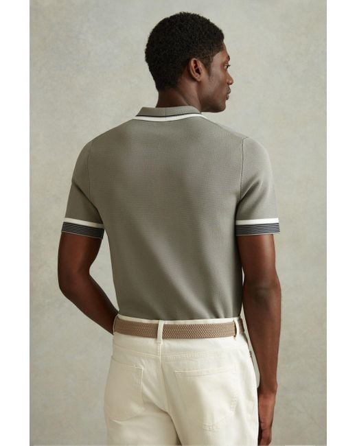 Reiss Green Chelsea - Sage Half-zip Polo Shirt, S for men