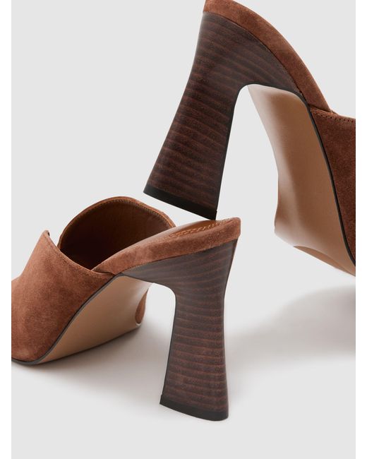 Reiss White Suede Block-Heel Sandals