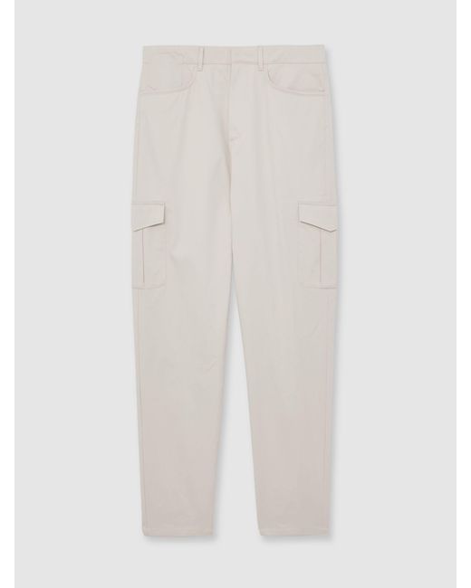 Reiss Natural Cotton Tapered Cargo Trousers With Stretch for men