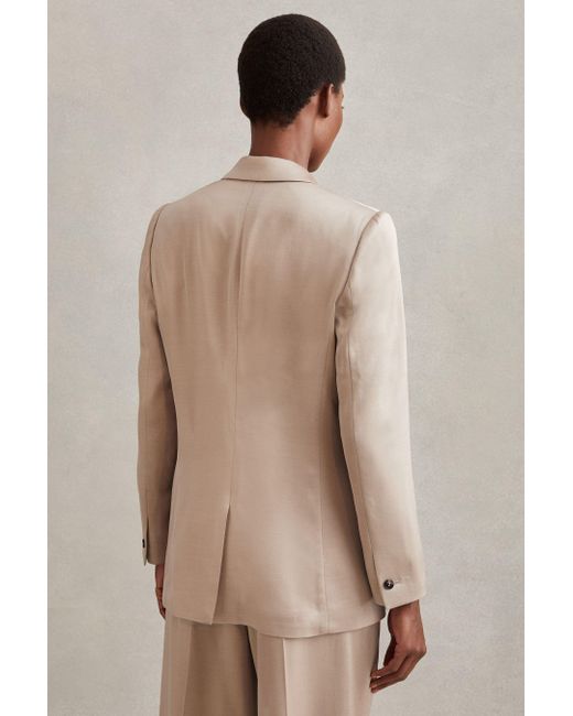 Reiss Brown Cole - Gold Satin Single Breasted Suit Blazer