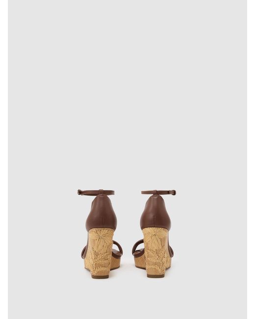Reiss Natural Leather Embroidered-Wedge Sandals