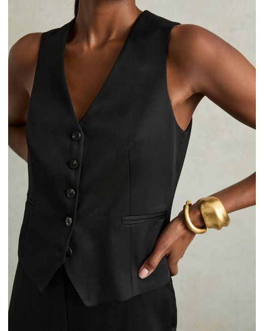 Reiss Black Millie Waistcoat Woven