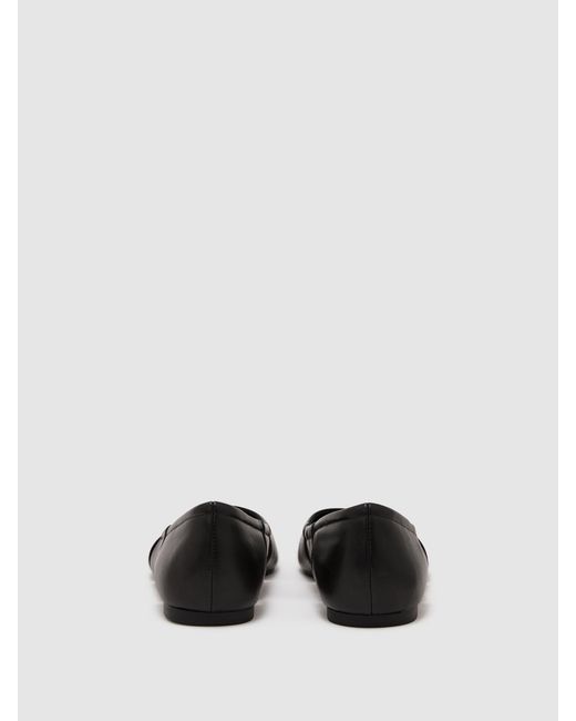Reiss Brown Leather Cut-Out Ballet Flats