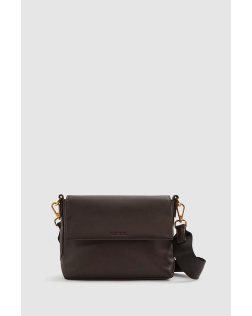 Reiss Brown Selena - Chocolate Leather Adjustable Strap Cross-body Bag,