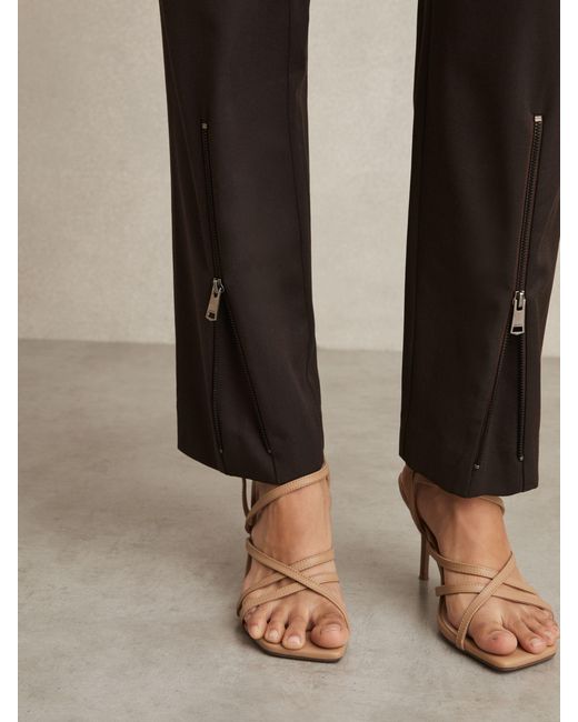 Reiss Natural Belted Zip-Leg Tapered Trousers