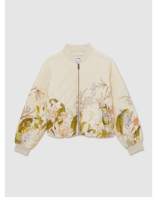 Reiss Natural Quilted Printed Bomber Jacket