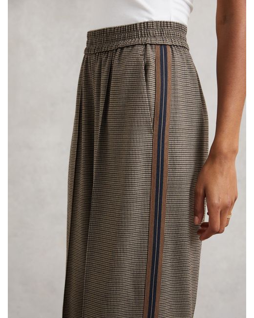 Reiss Brown Side-Stripe Wide-Leg Trousers