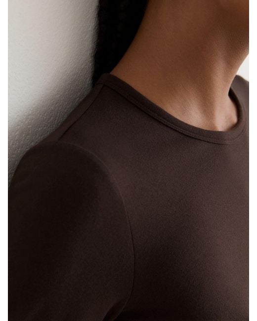 Reiss Black Cotton Crew-Neck Long-Sleeve T-Shirt With Stretch