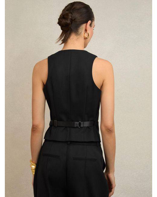 Reiss Black Atelier Wool-Blend Tuxedo Waistcoat