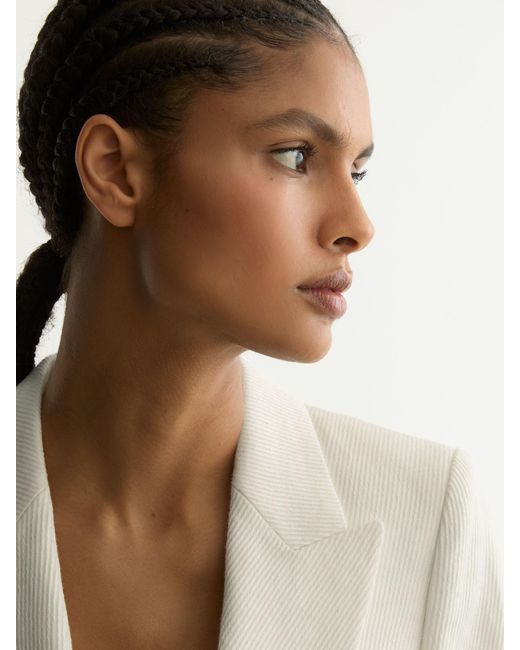 Reiss White Linen-Blend Single-Breasted Suit Jacket