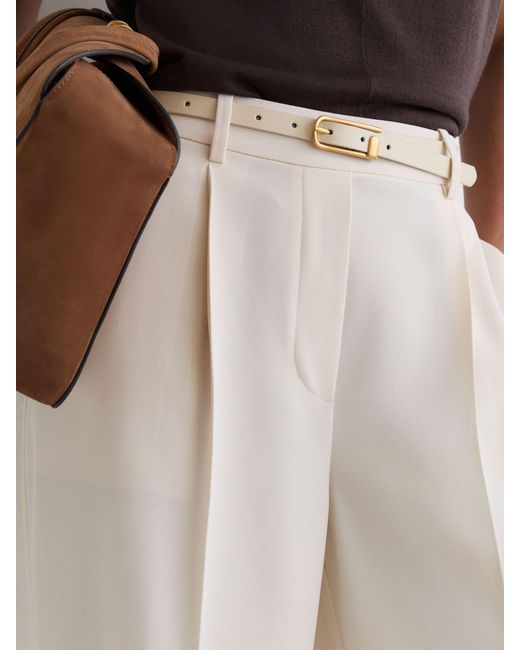 Reiss Natural Eden Petite Elasticated-Waist Wide-Leg Twill Trousers