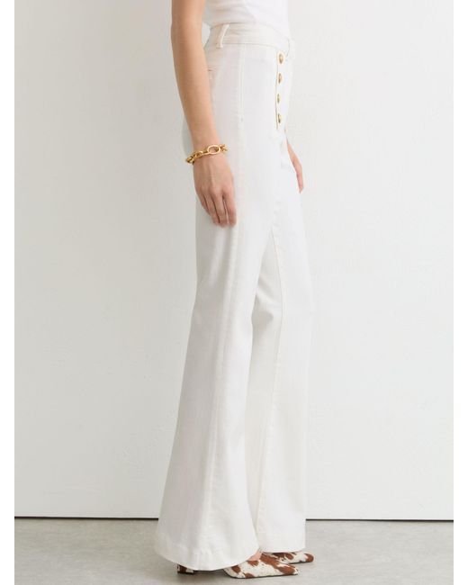 Reiss White Athena Button-Detail High-Rise Flared Jeans