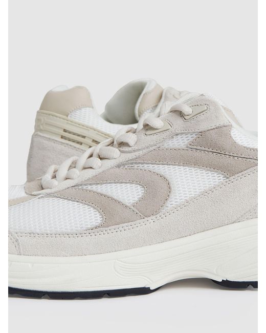 Reiss White Off & Stone Panelled Running Trainers for men