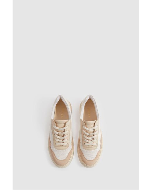 Reiss Asha - Natural Canvas Leather Chunky Trainers