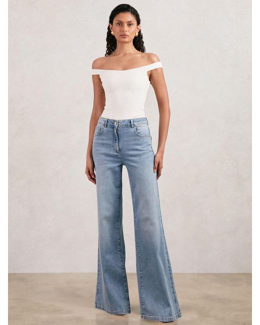 GOOD AMERICAN Blue Scuba Corset Bodysuit