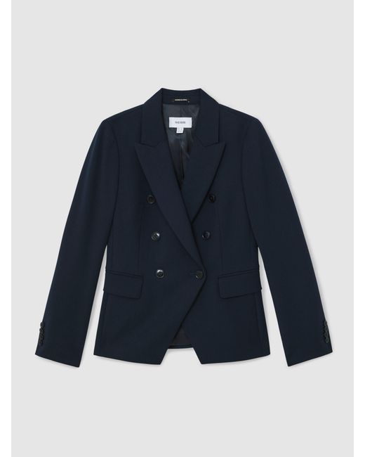 Reiss Blue Double-Breasted Suit Blazer