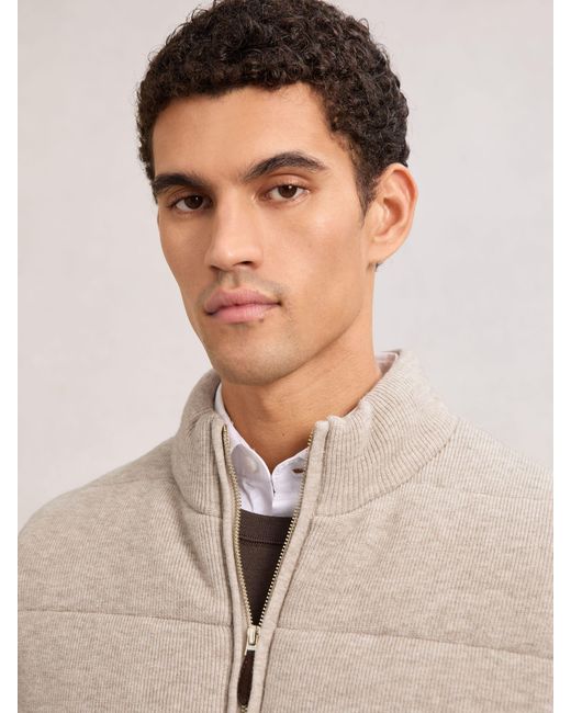 Reiss Natural Rib-Knit Zip-Through Gilet for men