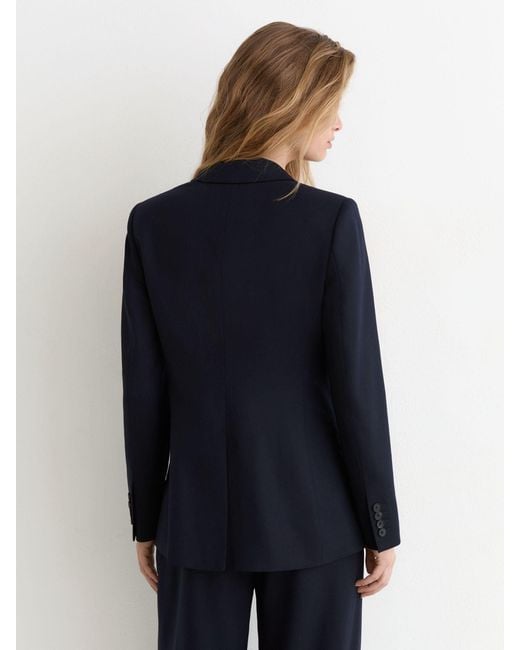 Reiss Blue Petite Wool-Blend Double-Breasted Suit Blazer