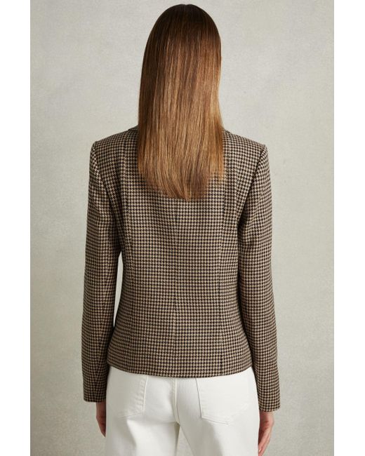 Reiss Multicolor Camel Dogtooth Check Collared Jacket