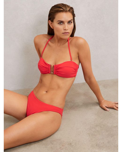 Reiss Pink Removable-Strap Bandeau Bikini Top