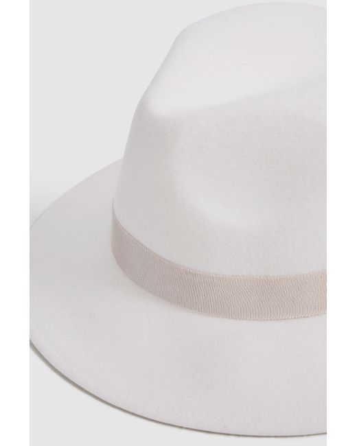 Reiss White Ally - Ivory Wool Fedora Hat, Uk M-l
