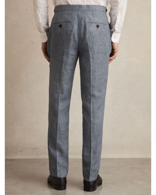 Reiss Multicolor Slim Fit Linen Check Suit Trousers for men
