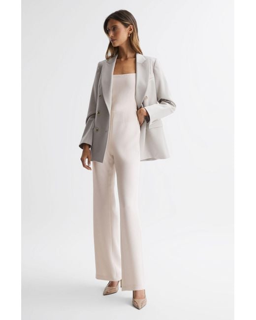 GOOD AMERICAN White Tailored Jumpsuit, Ivory