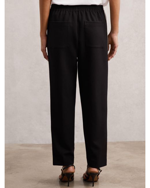 Reiss Black Side-Stripe Tapered Trousers