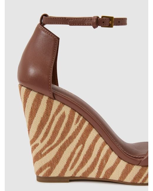 Reiss Hazel - Natural Leather Zebra-wedge Sandals, Us 9 (uk 7)