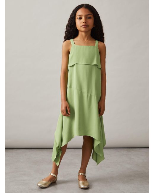 Reiss Green Frilled Sleeveless Dress, Size: 13-14 Years